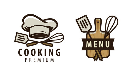 Cooking cuisine logo or label menu design vector