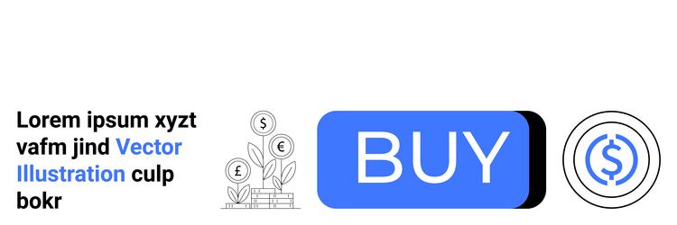 digital purchase button with money tree and dollar vector image