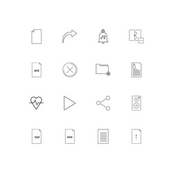 Files and folders sign linear thin icons set vector