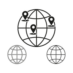 globe with location pins global navigation symbol vector image