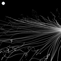 Array with dynamic particles 3d technology style vector