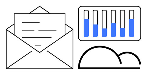 email communication and data analytics with cloud vector image