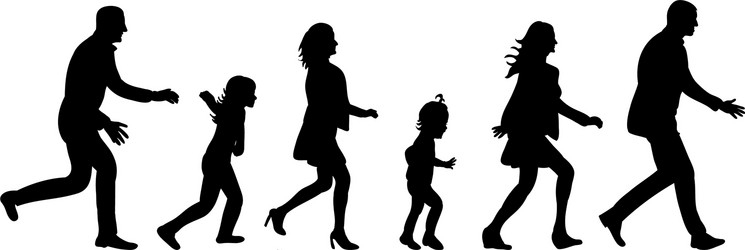 Isolated silhouette a walking crowd people Vector Image