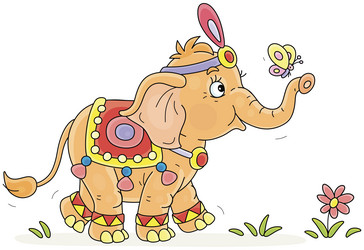 little elephant and butterfly Vector Image