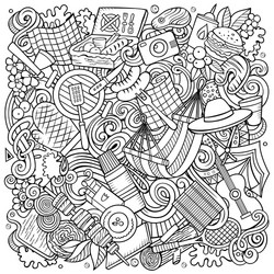 picnic hand drawn doodles bbq vector