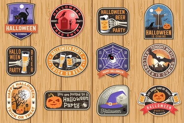 halloween patches retro badge pin Vector Image