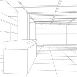 interior office outlined tracing vector