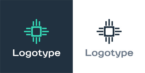 Logotype computer processor with microcircuits cpu vector