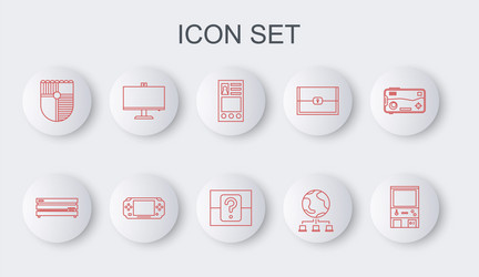 set line retro arcade game machine video console vector image
