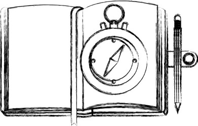 Compass guide with notebook vector