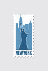 Postage stamp with statue of liberty vector