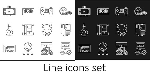 set line game console with joystick shield vector image