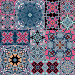 set of seamless patchwork patterns from colorful vector