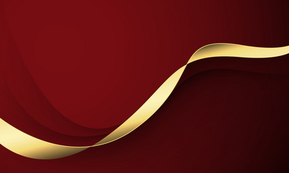 abstract gold line ribbon curve overlap on red vector image