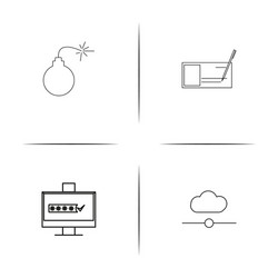 Internet security simple linear icons set vector