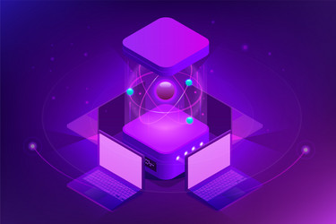 isometric quantum computing or supercomputing vector image