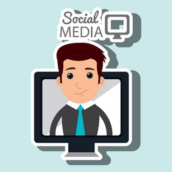 Man social media apps vector