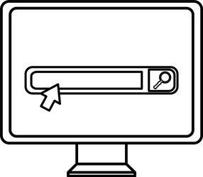 Monitor computer with search bar vector