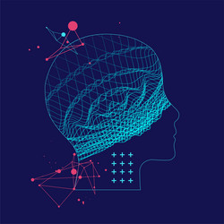 outline of a human head with an abstract wave vector image