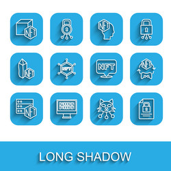 set line nft blockchain technology binary code vector image