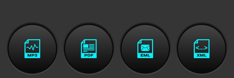 Set mp3 file document pdf eml and xml icon vector