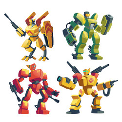 transformers set battle robots with guns vector image
