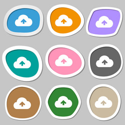 Upload from cloud icon symbols multicolored paper vector