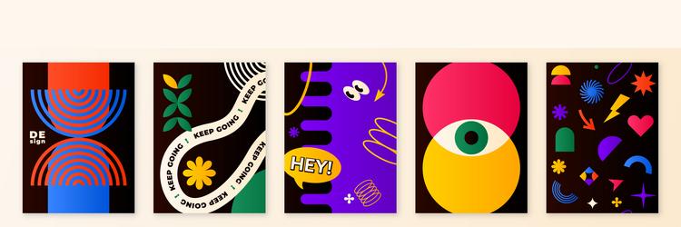 pattern background set with minimal geometric vector image