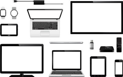 set of realistic tv computer monitor laptops vector image