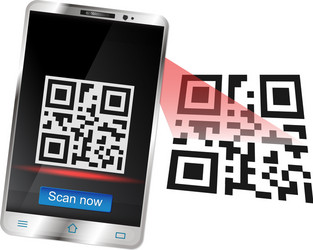 smartphone scans the qr code vector