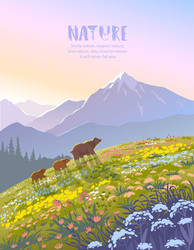 Bears river sunset Royalty Free Vector Image - VectorStock