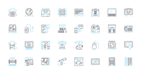 Digital device linear icons set smartph tablet vector