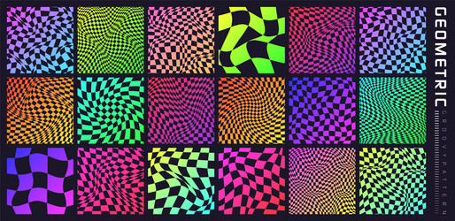 groovy checkered pattern colorful distorted tiled vector image