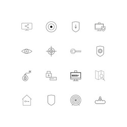 Internet security linear thin icons set outlined vector