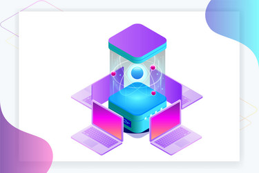 isometric quantum computing or supercomputing vector image