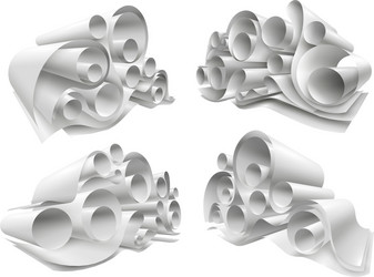 3d paper rolls mockup set vector