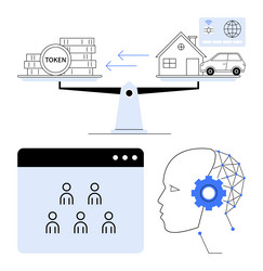 blockchain-based token exchange balancing real vector image
