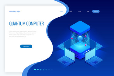 isometric quantum computing or supercomputing vector image