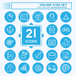 online icon set in trendy blue eyes style vector