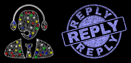 scratched reply stamp and majestic net call center vector image
