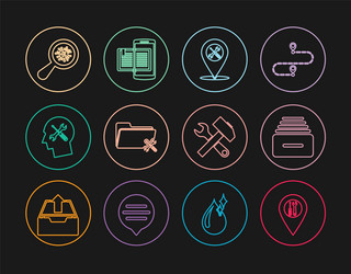 set line location service drawer with documents vector image