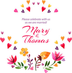 Watercolor Floral Save the Date Card Vector Image