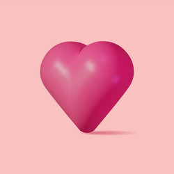 3d red heart isolated on pink vector