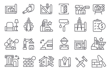 Building & Architecture Line Icons vector image