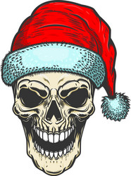 Christmas Skull Santa Vector Image