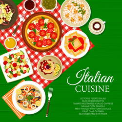 italian cuisine restaurant menu page template vector