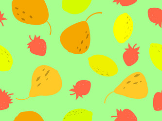 seamless pattern with pear lemon and strawberry vector image