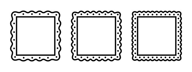 set of square frames with wavy edges vignettes vector image