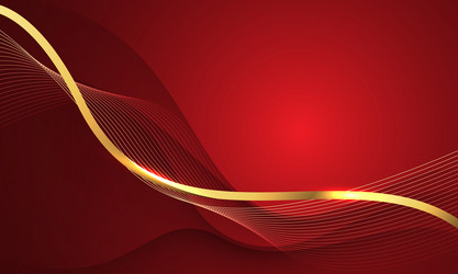 abstract gold line ribbon curve overlap on red vector image