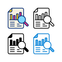 Business research icon in 4 style flat line glyph vector